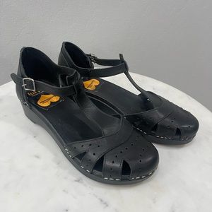 Swedish Hasbeens Toffel Black Sandals Sz 39EU / 9US
